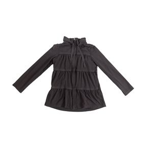 Women S Soft Surroundings Gray Zip Jacket Coat Lagenlook Tiered Ruffle Cotton